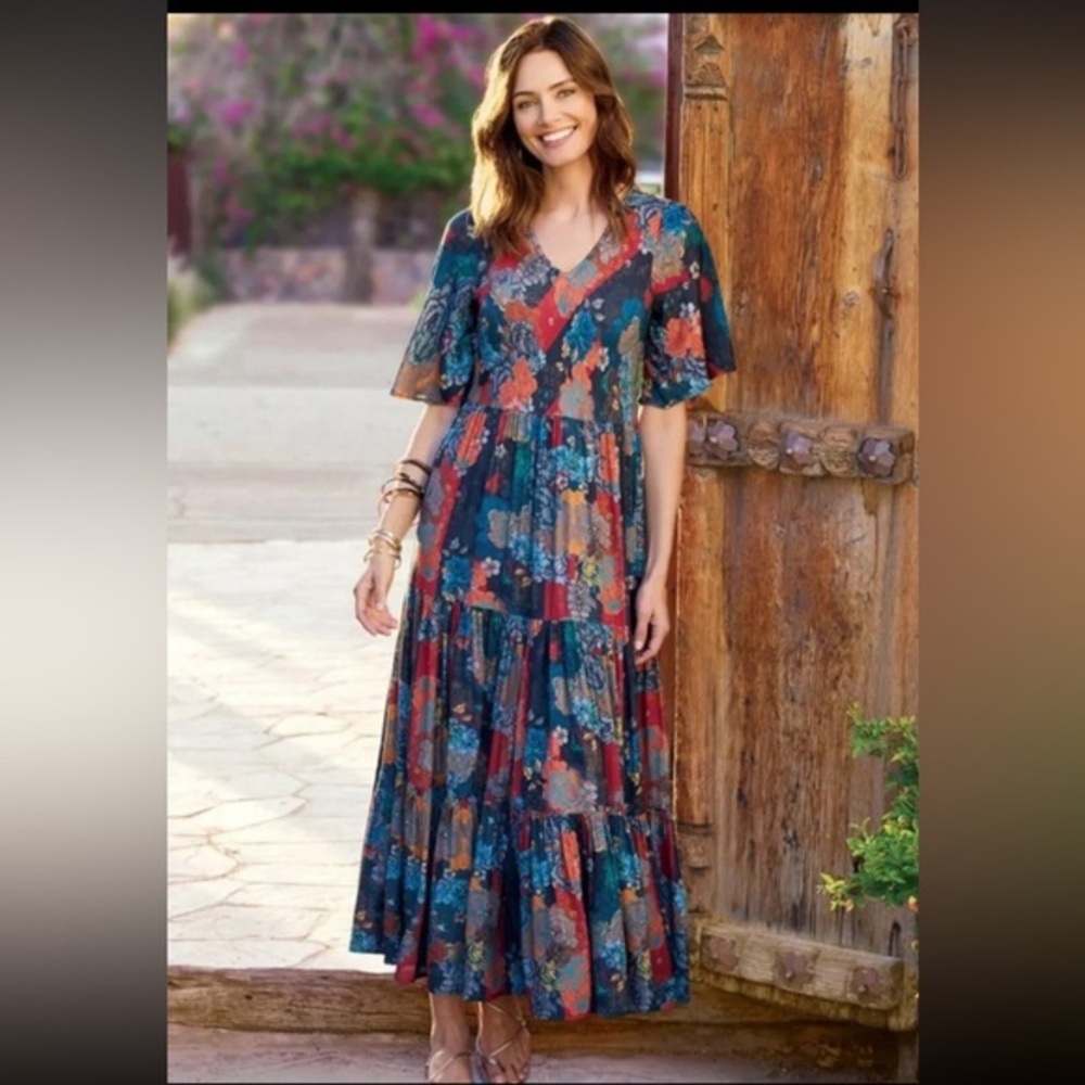 Softspots Black and Red Floral Maxi Dress